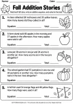 Fall Addition Stories printable worksheet