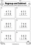 Regroup and Subtract printable worksheet