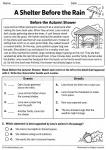 A Shelter Before the Rain printable worksheet