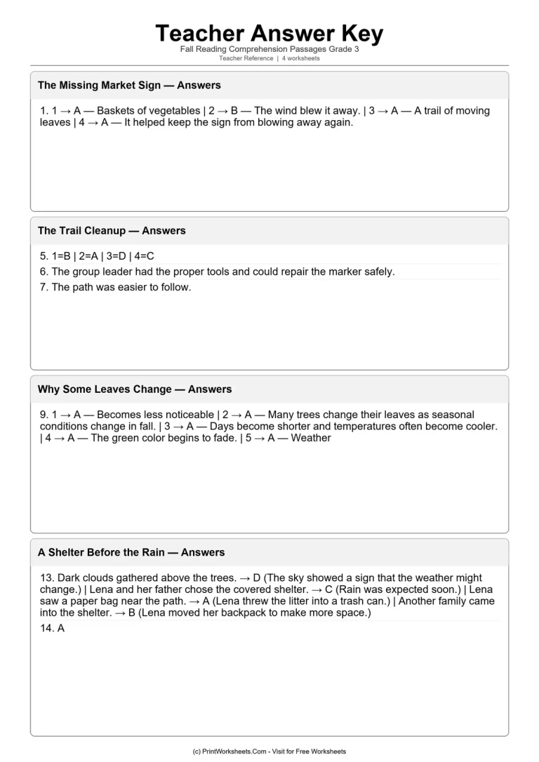 Teacher Answer Key answer key