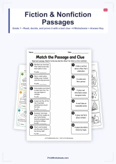 Reading Comprehension Worksheet - Fiction and Nonfiction Reading Passages for Grade 1 – Free Printable PDF | Free Printable