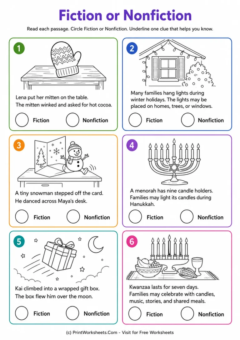 Fiction or Nonfiction Fiction or Nonfiction printable worksheet