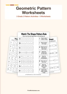 Geometry Worksheets Worksheet - Geometric Patterns with Shapes Worksheets for Grade 3 | Free Printable