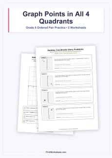 Geometry Worksheets Worksheet - Graphing Points in Four Quadrants Worksheets for Grade 5 | Free Printable
