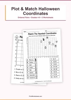 Halloween Worksheets Worksheet - Halloween Coordinate Graphing Worksheets for Grades 4-5 | Free Printable