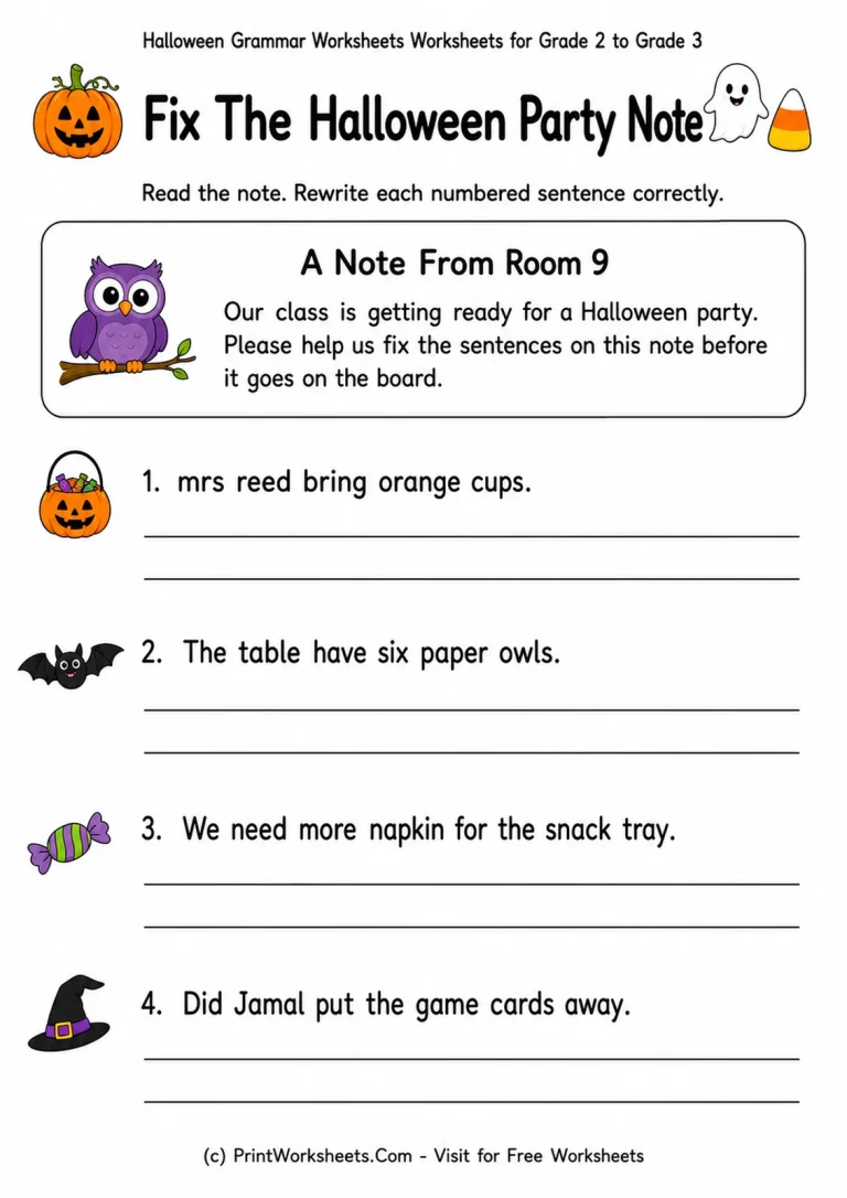 Fix The Halloween Party Note Fix The Halloween Party Note printable worksheet