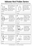 Halloween Word Problem Starters printable worksheet