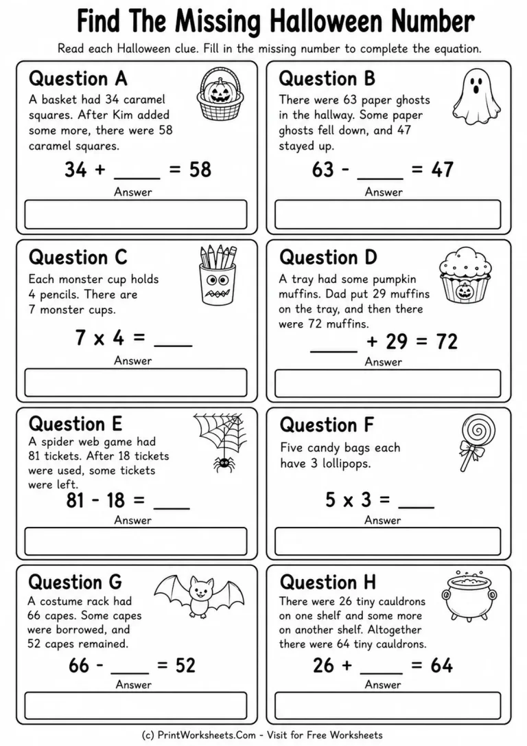 Find The Missing Halloween Number Find The Missing Halloween Number printable worksheet