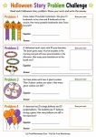 Halloween Story Problem Challenge printable worksheet