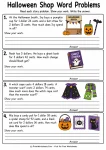 Halloween Shop Word Problems printable worksheet