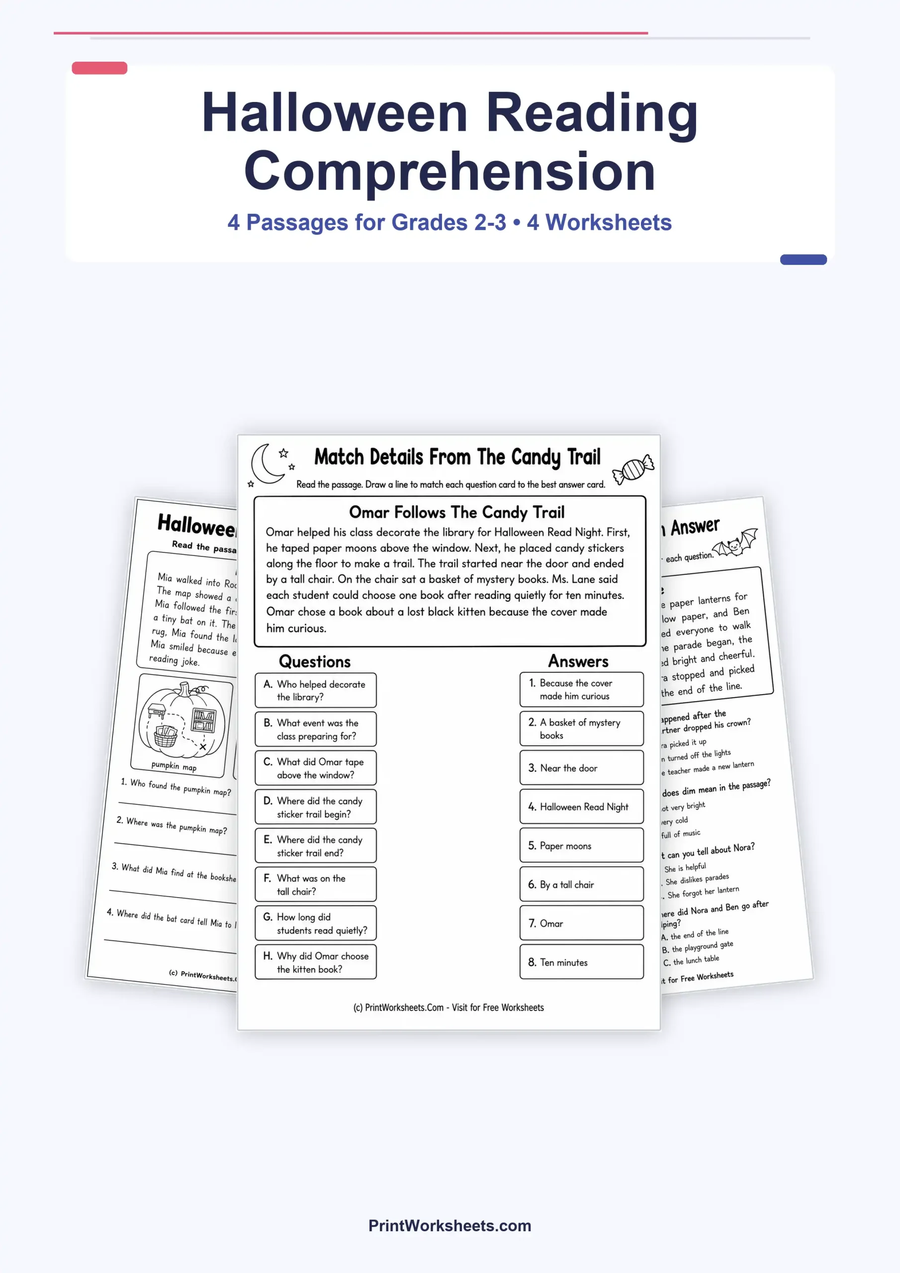 Halloween Worksheets Worksheet - Halloween Reading Comprehension Passages for Grades 2-3 | Free Printable