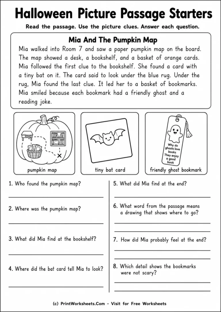 Halloween Picture Passage Starters Halloween Picture Passage Starters printable worksheet