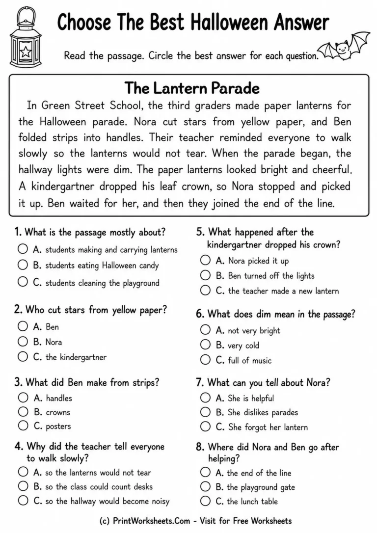 Choose The Best Halloween Answer Choose The Best Halloween Answer printable worksheet