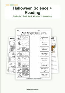 Halloween Worksheets Worksheet - Halloween Science Reading Passages for Grades 3-4 | Free Printable