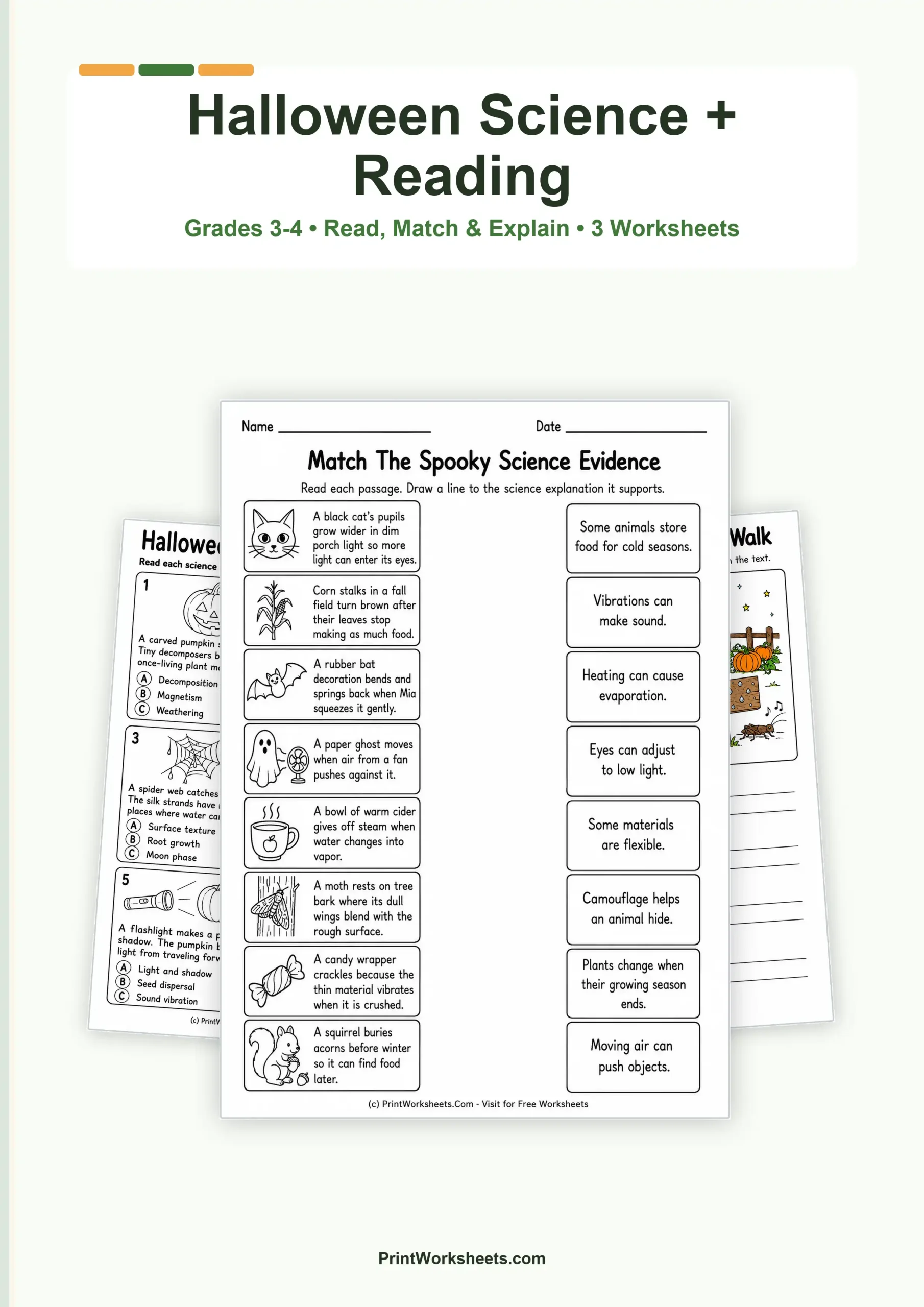 Halloween Worksheets Worksheet - Halloween Science Reading Passages for Grades 3-4 | Free Printable