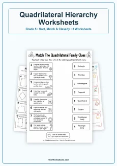 Geometry Worksheets Worksheet - Hierarchy of Quadrilaterals Worksheets for Grade 5 | Free Printable