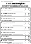 Check the Homophone printable worksheet