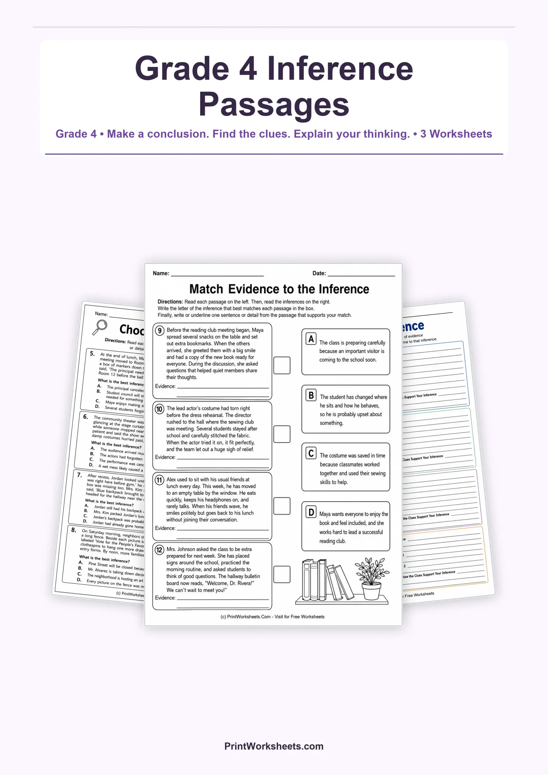 Reading Comprehension Worksheet - Inference and Evidence Reading Passages for Grade 4 – Free Printable PDF | Free Printable