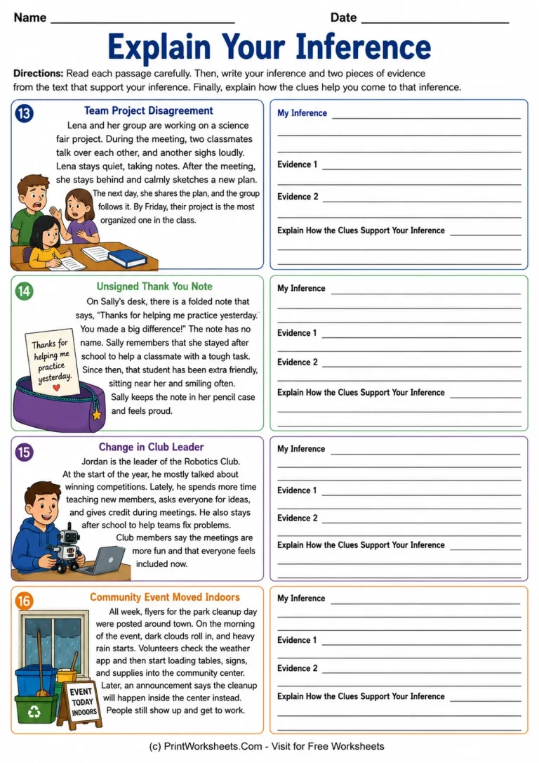 Explain Your Inference Explain Your Inference printable worksheet