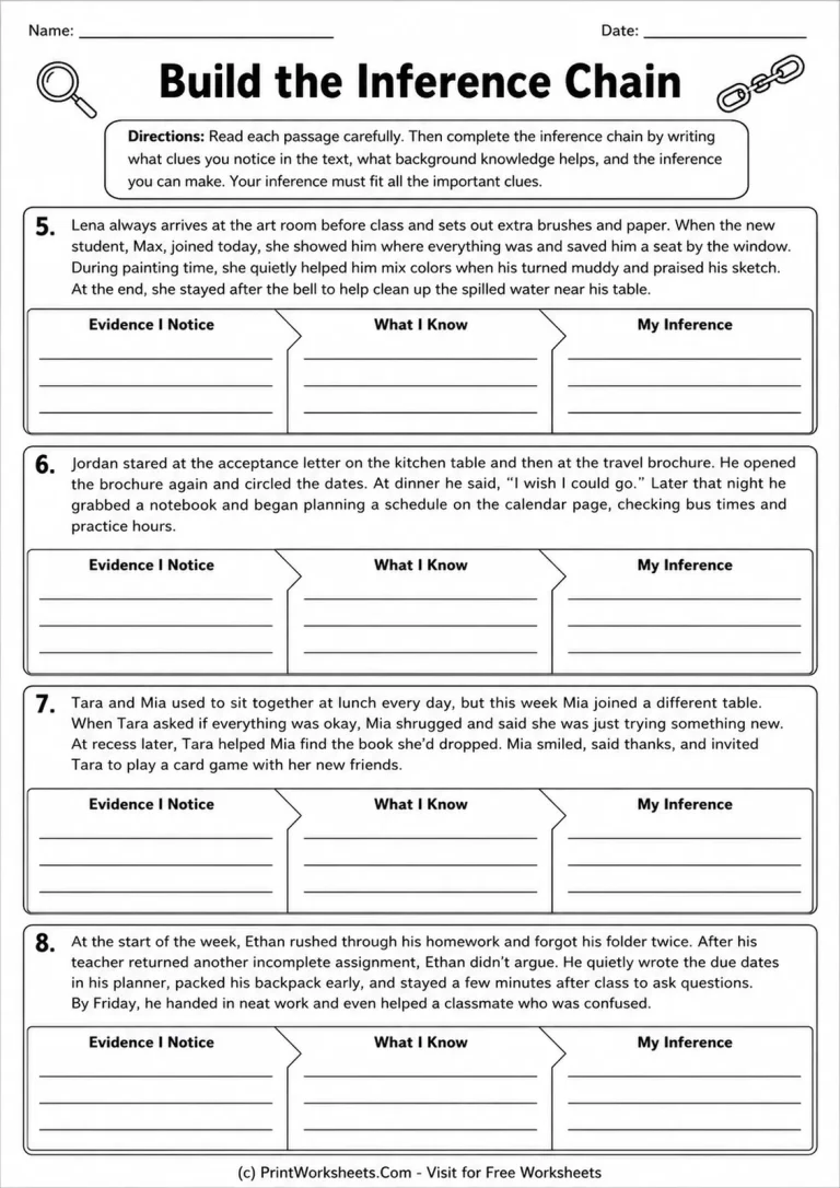 Build the Inference Chain Build the Inference Chain printable worksheet
