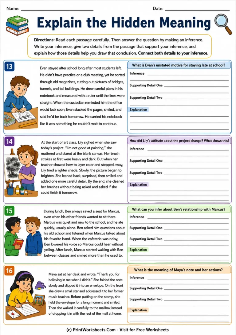 Explain the Hidden Meaning Explain the Hidden Meaning printable worksheet