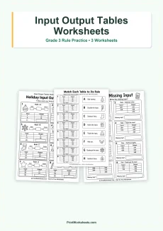 Algebraic Thinking Worksheets Worksheet - Input Output Tables Worksheets for Grade 3 – Free Printable PDF | Free Printable