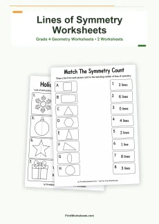 Geometry Worksheets Worksheet - Lines of Symmetry Worksheets for Grade 4 | Free Printable