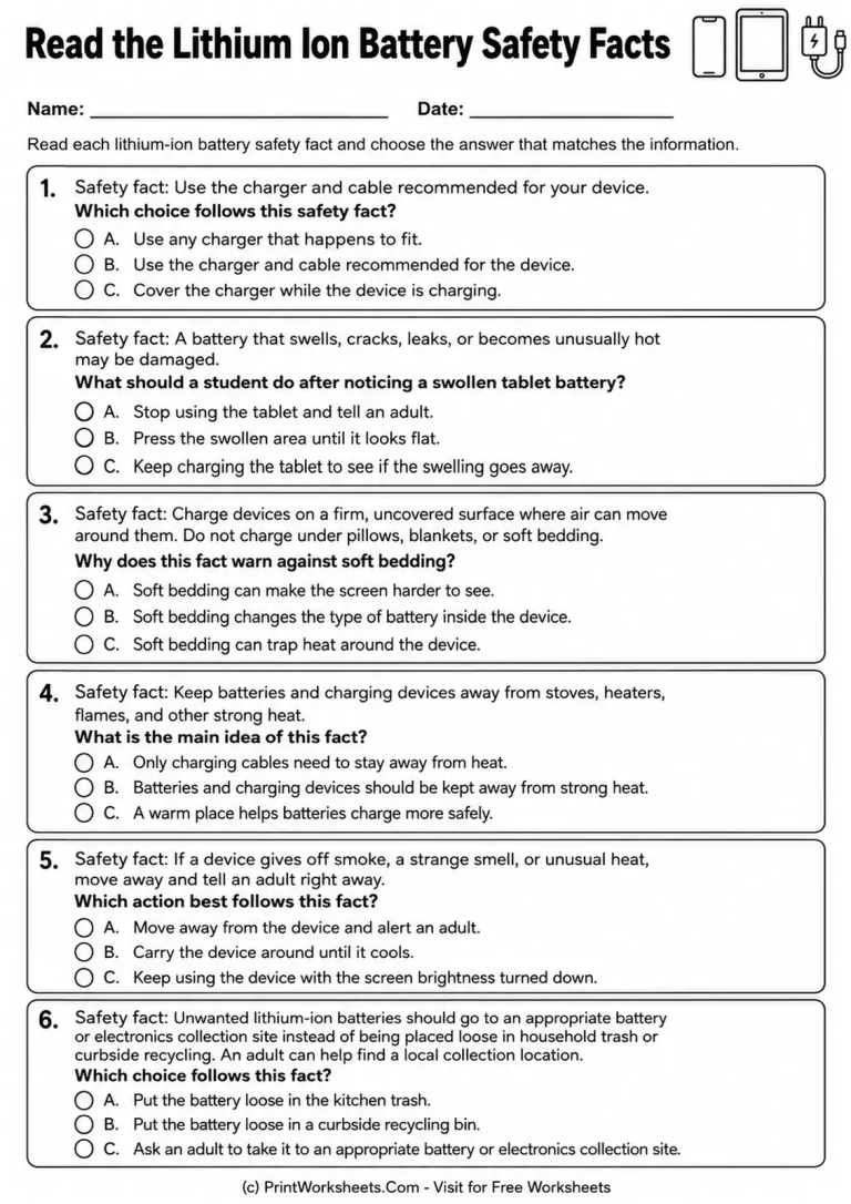 Read the Lithium Ion Battery Safety Facts Read the Lithium Ion Battery Safety Facts printable worksheet