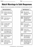Match Warnings to Safe Responses printable worksheet