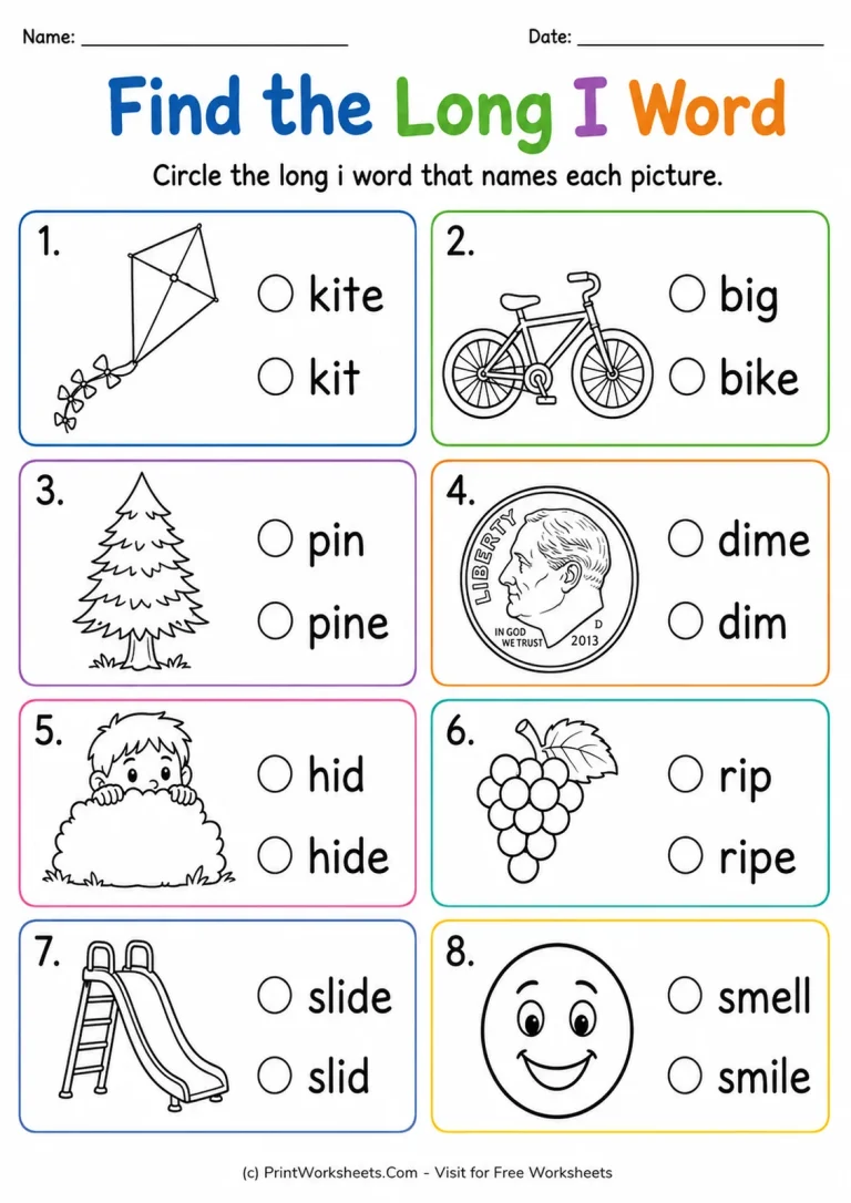 Find the Long I Word Find the Long I Word printable worksheet