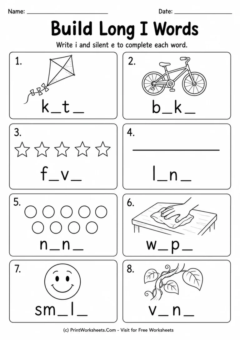 Build Long I Words Build Long I Words printable worksheet