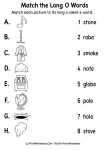 Match the Long O Words printable worksheet