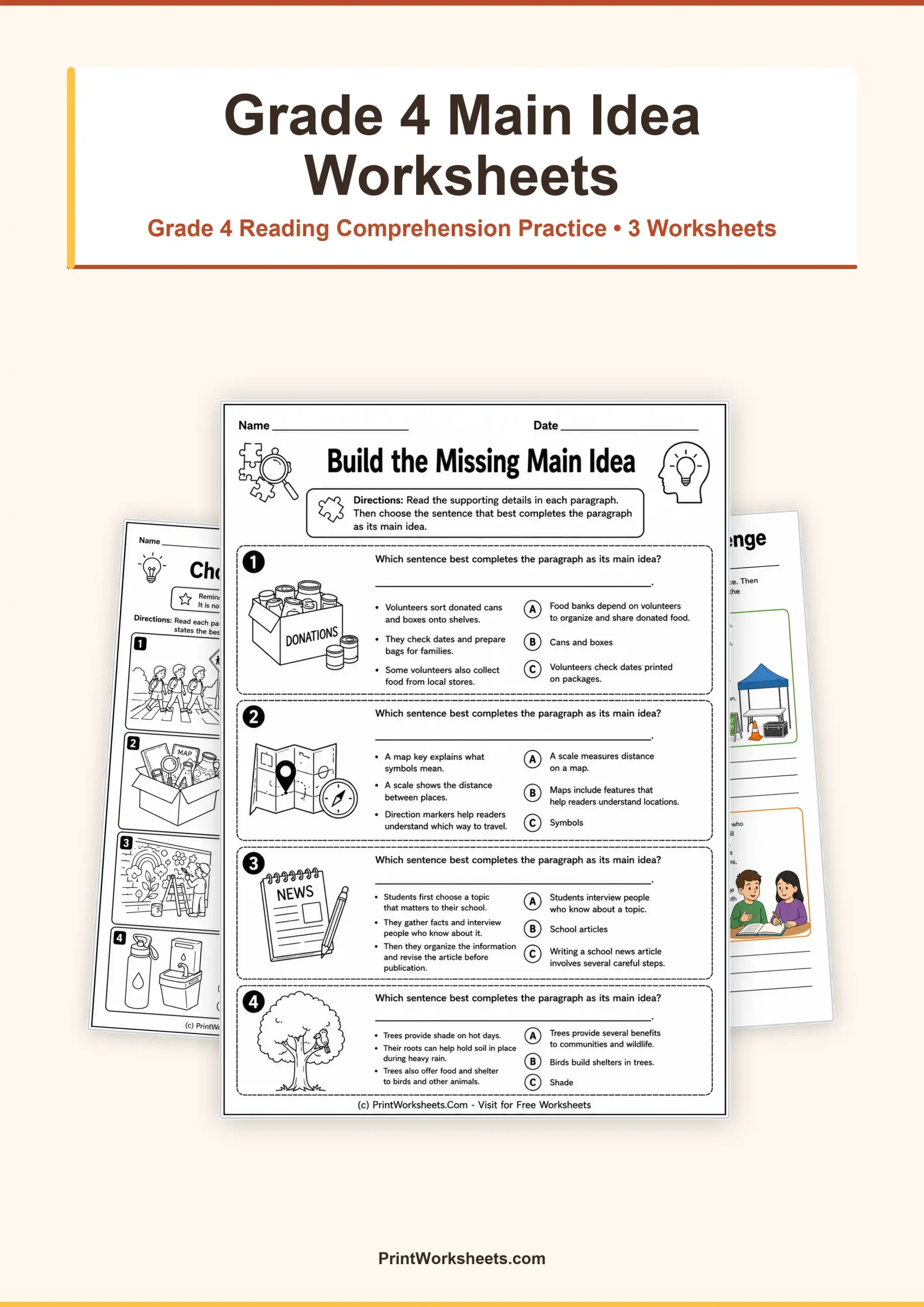 Reading Comprehension Worksheet - Main Idea Worksheets for Grade 4 – Free Printable PDF | Free Printable