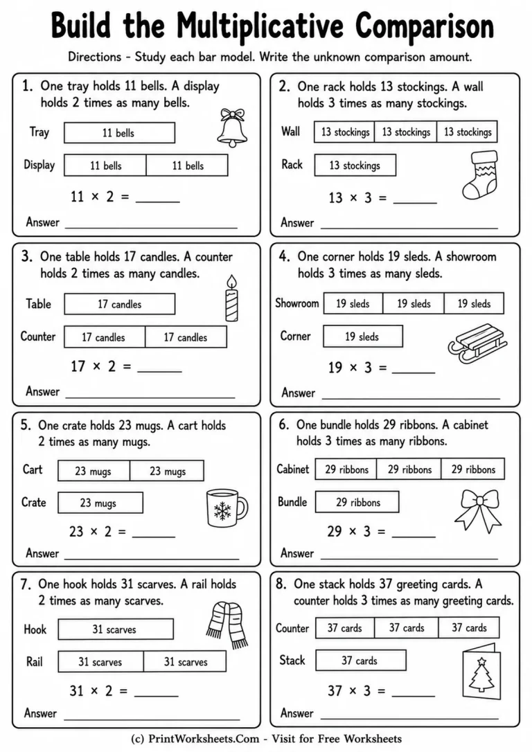 Build the Multiplicative Comparison Build the Multiplicative Comparison printable worksheet