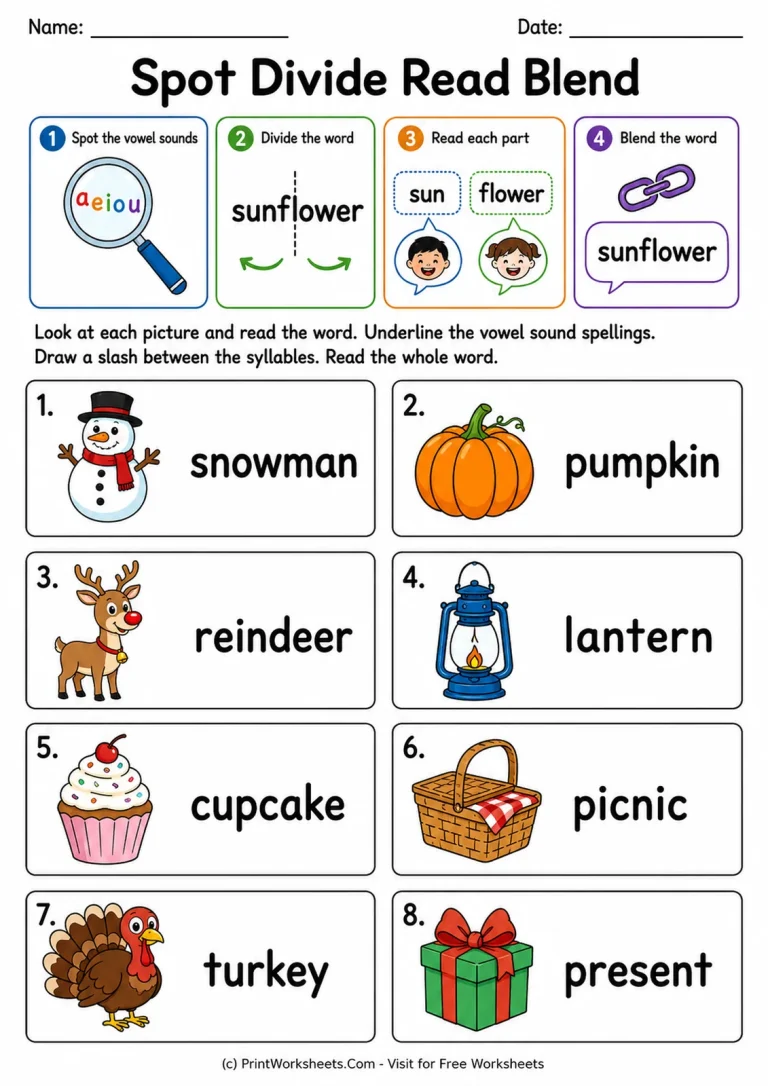 Spot Divide Read Blend Spot Divide Read Blend printable worksheet