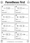 Parentheses First printable worksheet