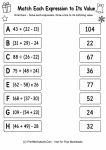 Match Each Expression to Its Value printable worksheet