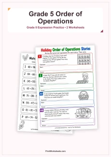 Algebraic Thinking Worksheets Worksheet - Order of Operations Without Exponents Worksheets for Grade 5 – Free Printable PDF | Free Printable