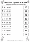 Match Each Expression to Its Value printable worksheet