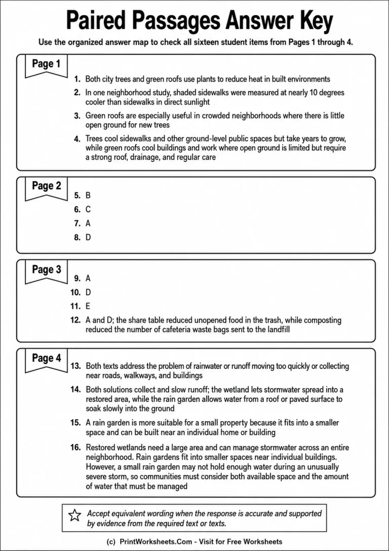 Paired Passages Answer Key Paired Passages Answer Key answer key