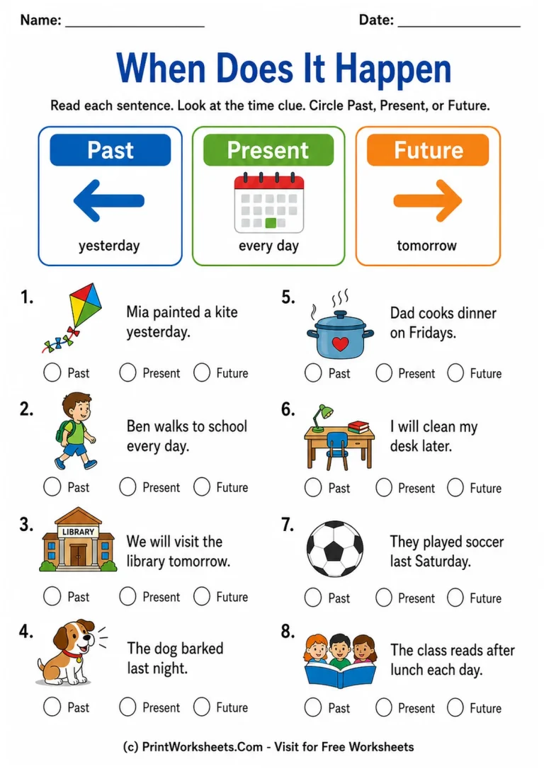 When Does It Happen When Does It Happen printable worksheet