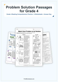 Reading Comprehension Worksheet - Problem Solution Nonfiction Passages for Grade 4 – Free Printable PDF | Free Printable