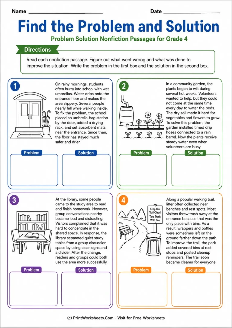 Find the Problem and Solution Find the Problem and Solution printable worksheet