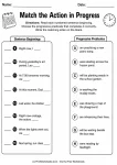Match the Action in Progress printable worksheet