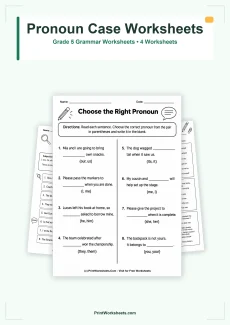 Grammar Worksheets Worksheet - Pronoun Case and Clarity Worksheets for Grade 5 – Free Printable PDF | Free Printable