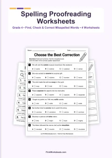Spelling Worksheets Worksheet - Proofreading for Spelling Errors Worksheets for Grade 4 – Free Printable PDF | Free Printable