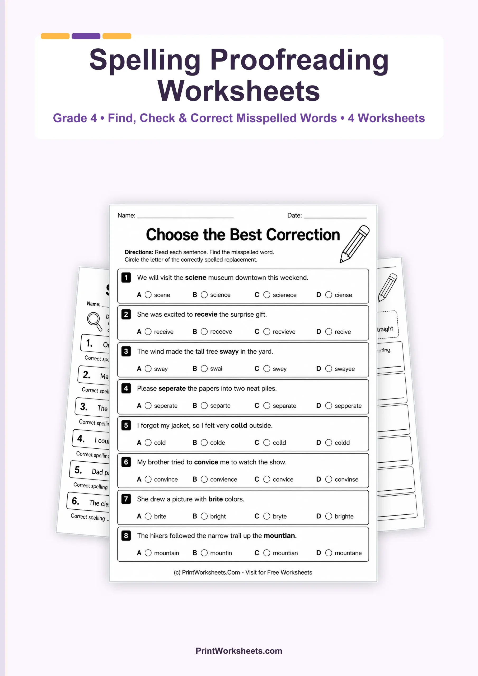 Proofreading for Spelling Errors Worksheets for Grade 4 – Free Printable PDF - Free Printable Worksheet
