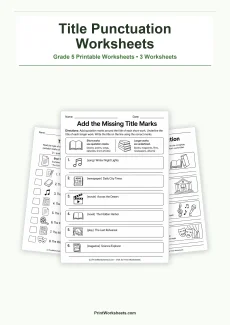 Grammar Worksheets Worksheet - Punctuation for Titles Worksheets for Grade 5 – Free Printable PDF | Free Printable