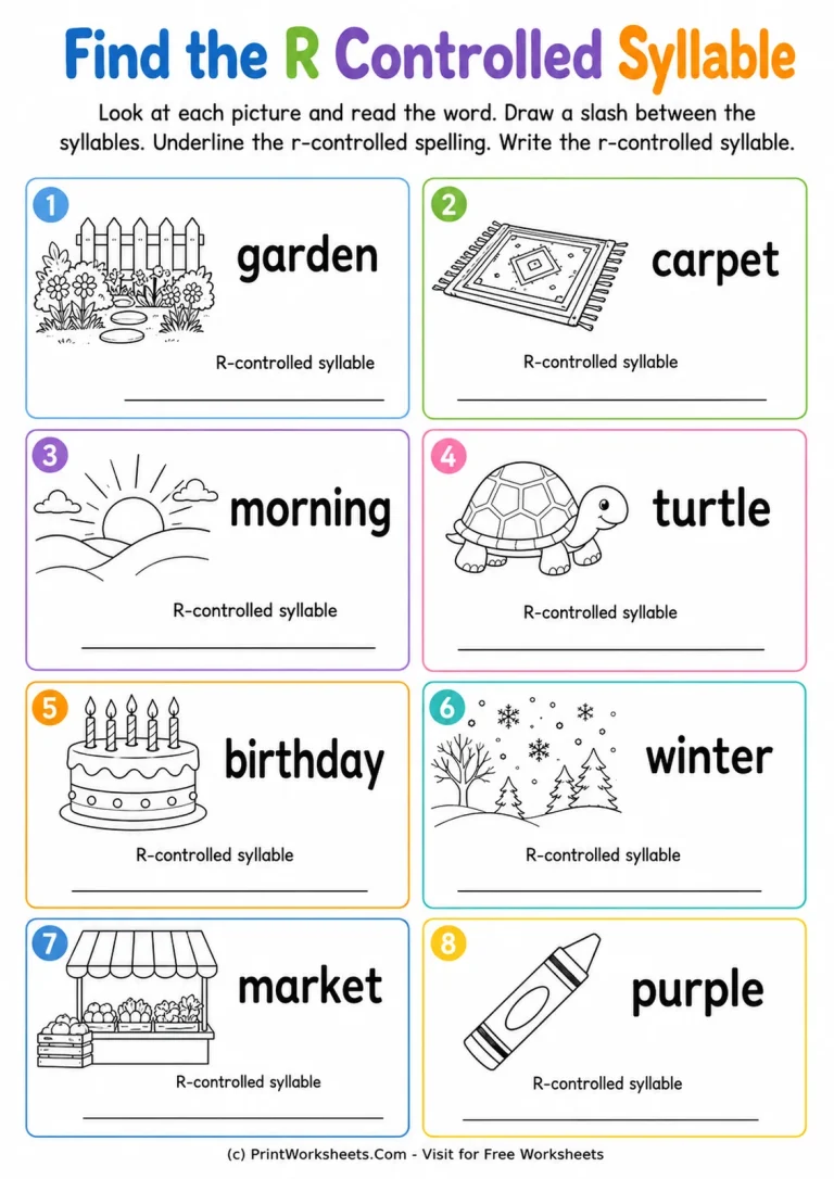 Find the R Controlled Syllable Find the R Controlled Syllable printable worksheet