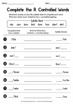 Complete the R Controlled Words printable worksheet
